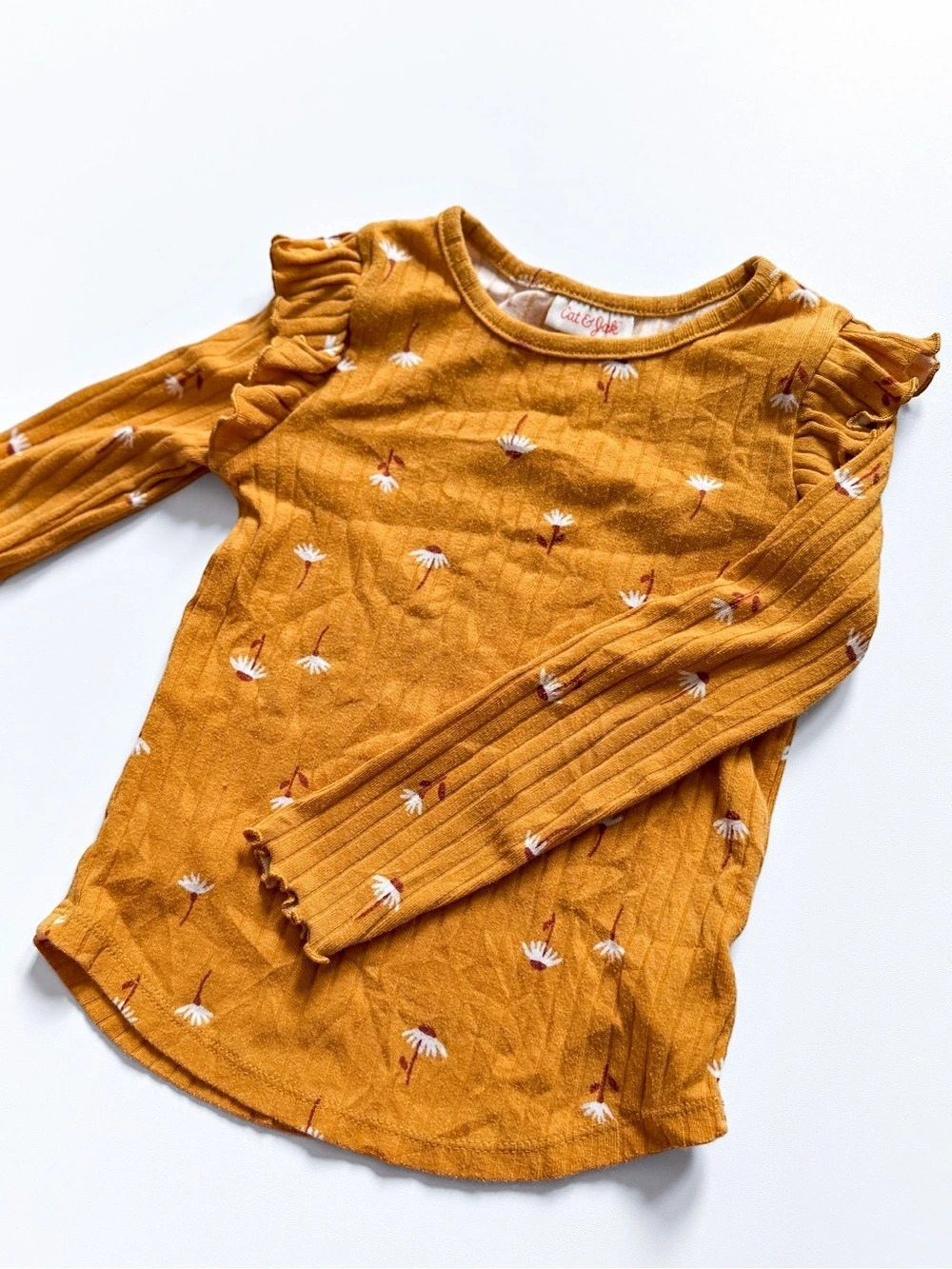 Cat & Jack Floral Long Sleeve Blouse in Orange